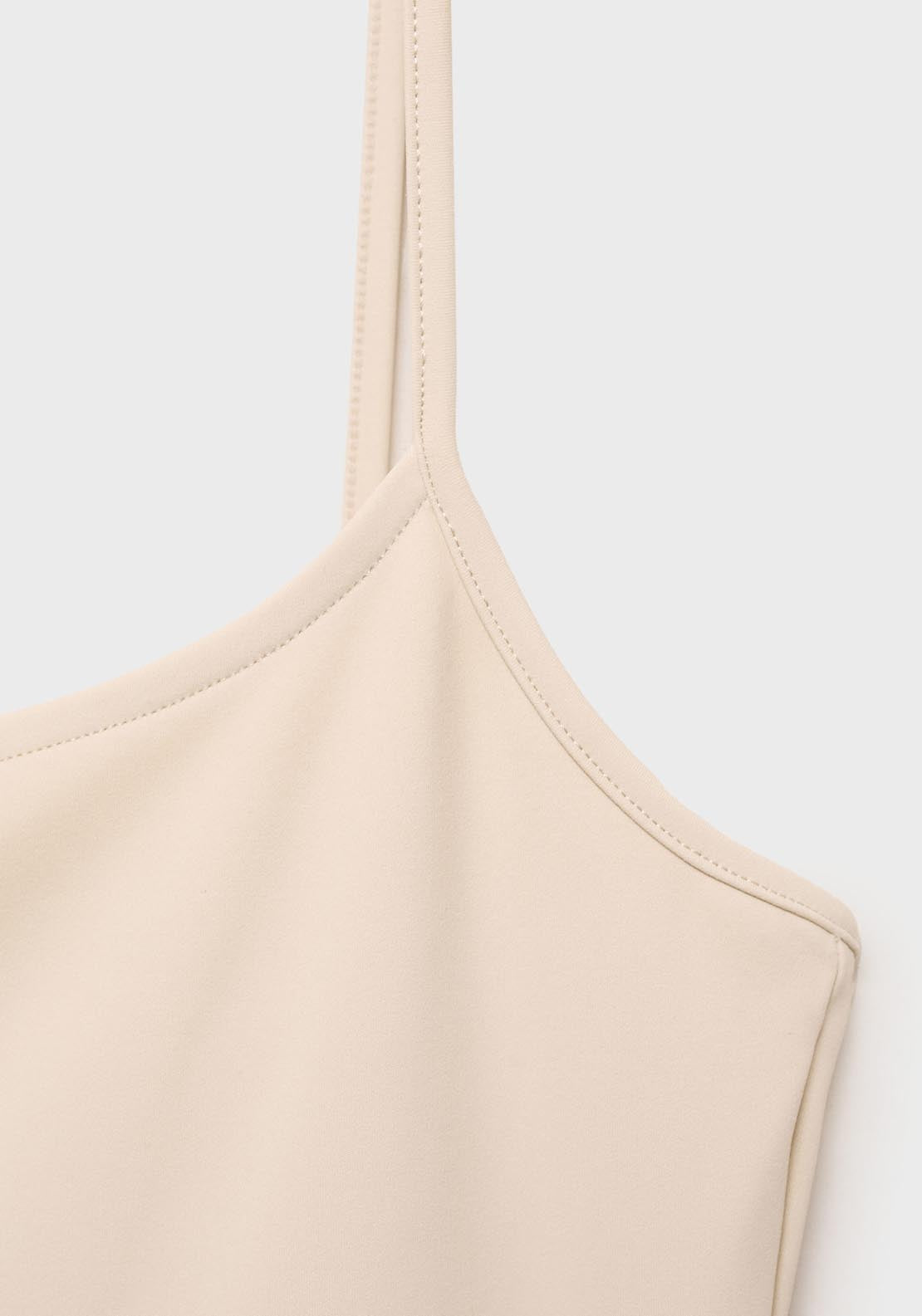Mango Fitted Top With Thin Straps - Beige 5 Shaws Department Stores