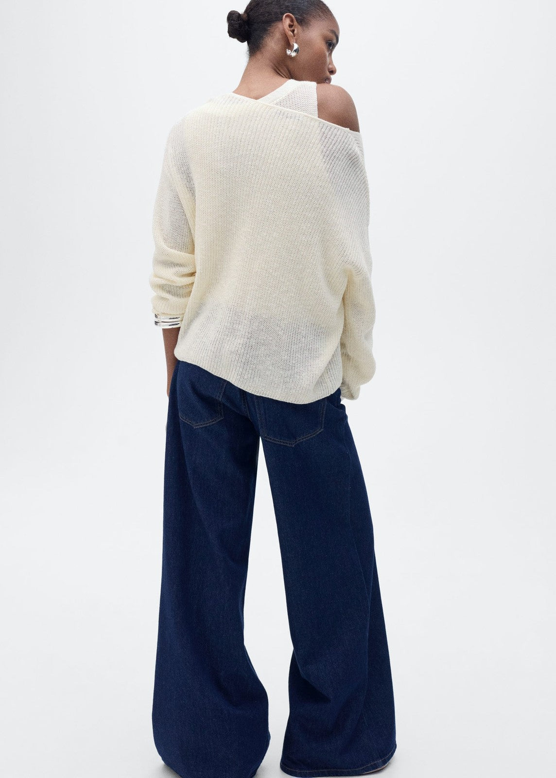 Mango V-neck knit sweater - Light Beige 6 Shaws Department Stores