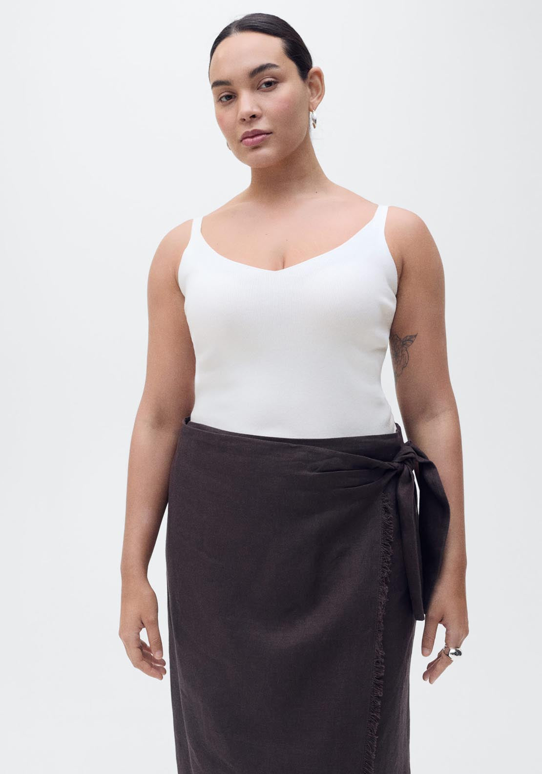 Mango V Neck Knit Top - Light Beige 4 Shaws Department Stores