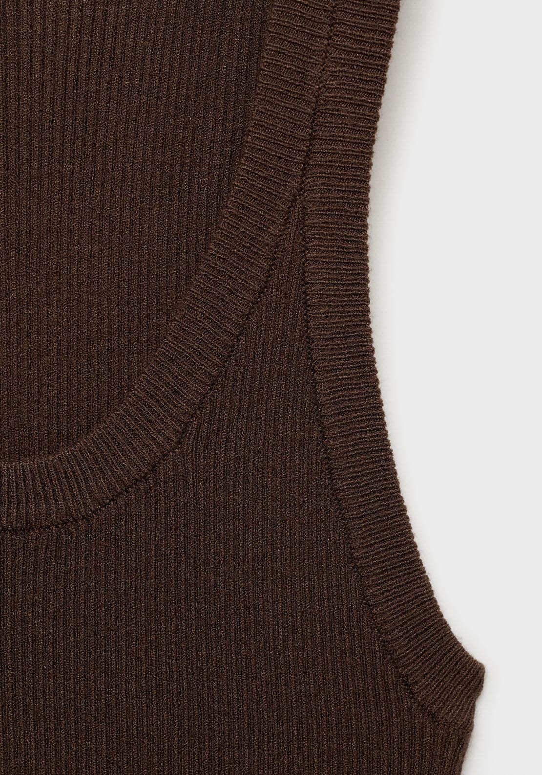 Mango Ribbed Knit Top - Dark Brown 5 Shaws Department Stores