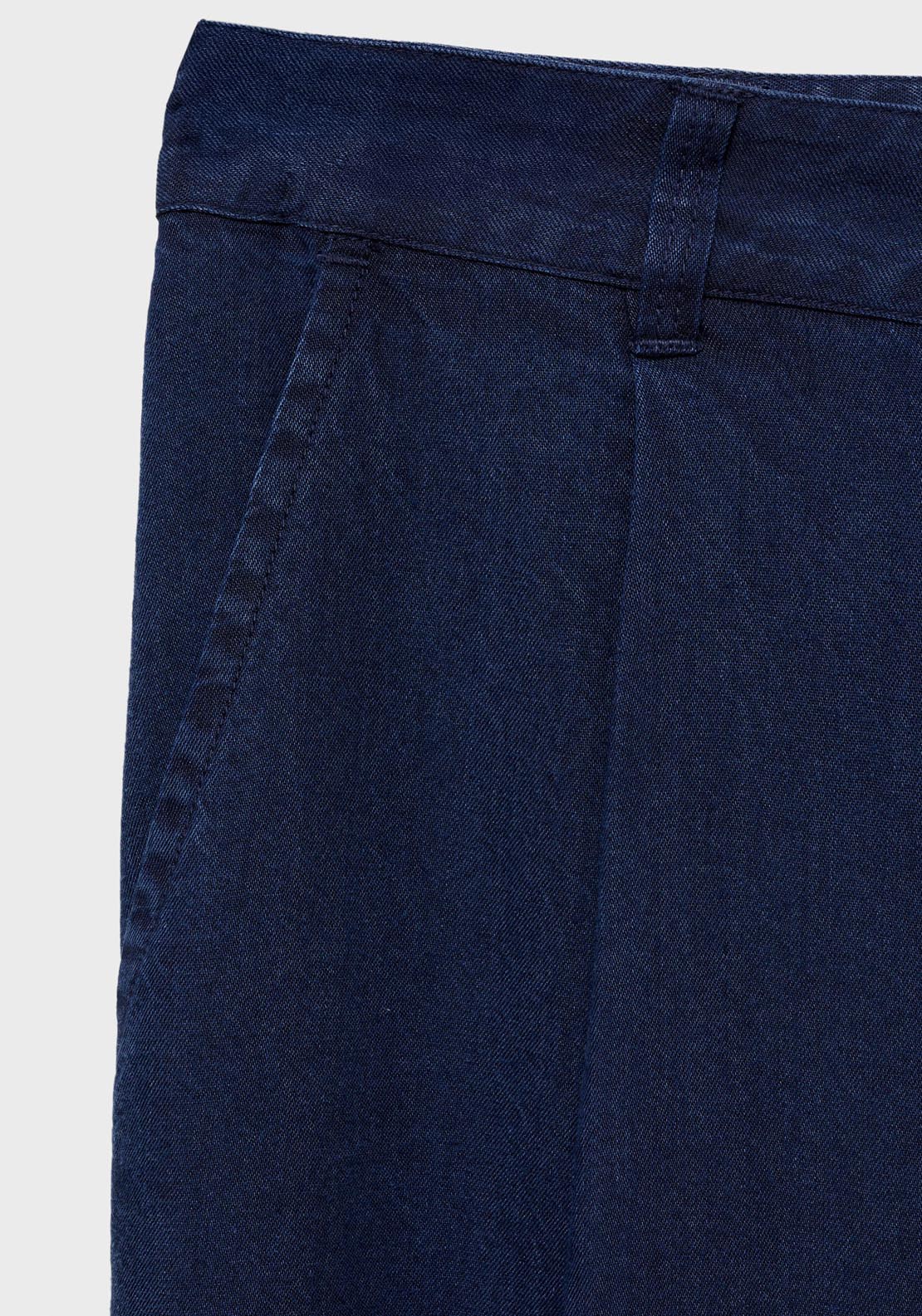 Mango Wide-Leg Lyocell Trousers With Pleats - Open Blue 7 Shaws Department Stores