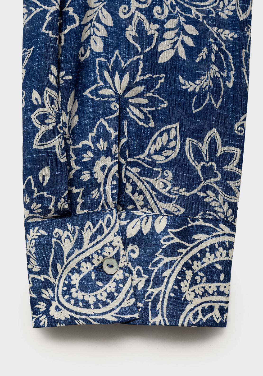 Mango Printed Cotton Shirt - Medium Blue 8 Shaws Department Stores