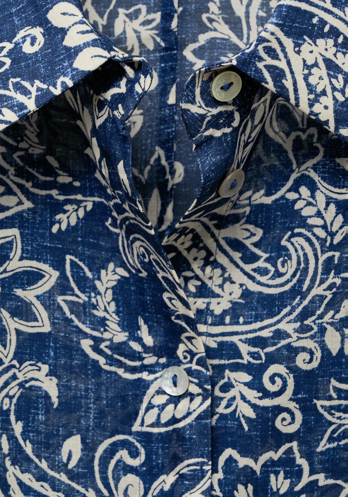 Mango Printed Cotton Shirt - Medium Blue 6 Shaws Department Stores