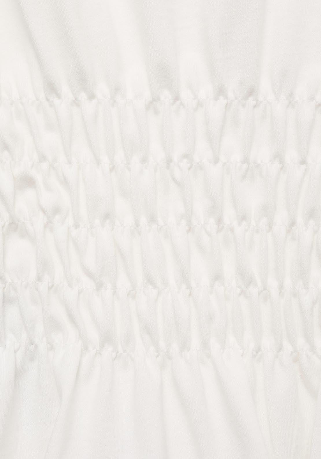 Mango Short Sleeve Gathered T-Shirt - White 6 Shaws Department Stores