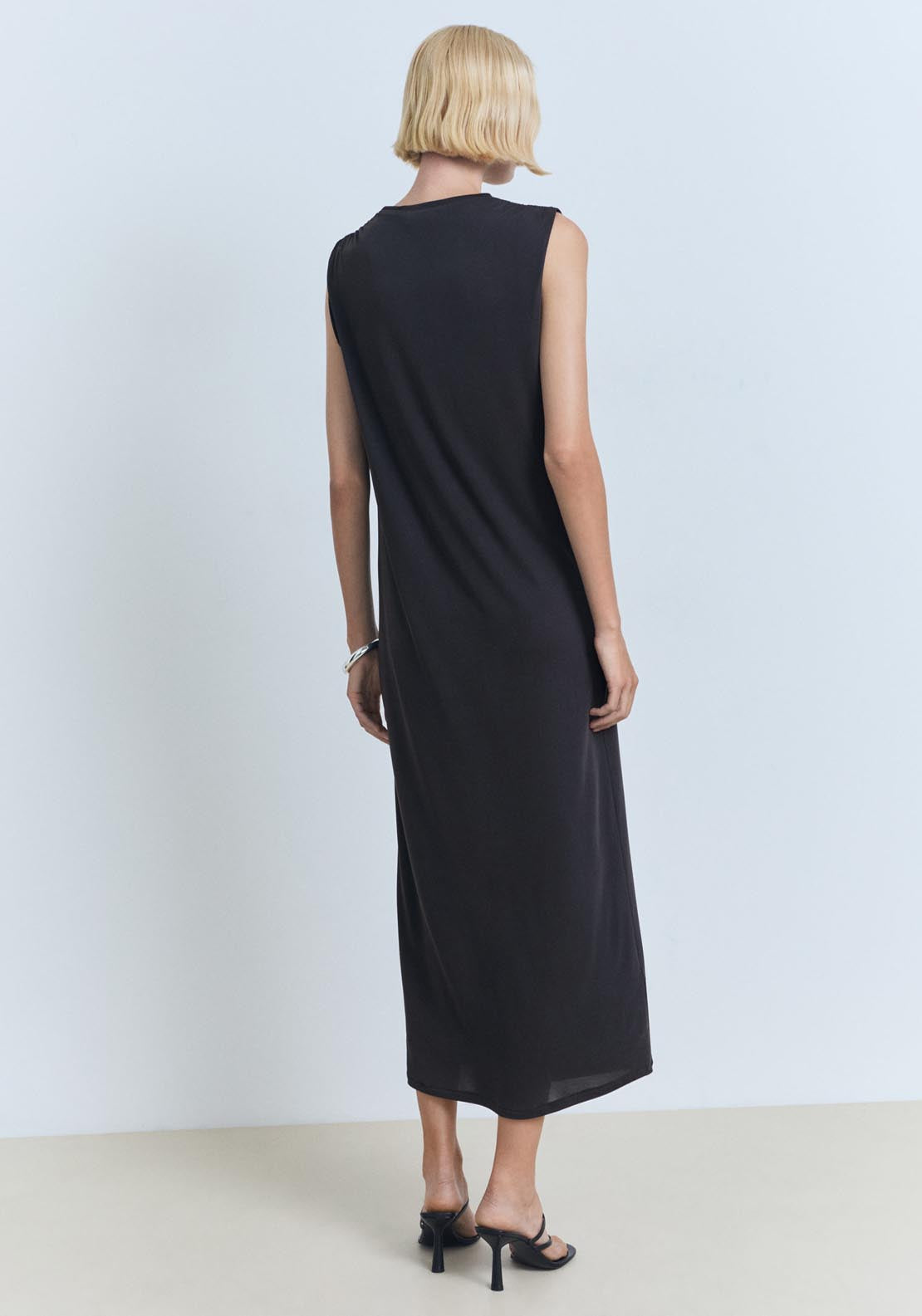 Mango Flowy Long Dress - Charcoal 2 Shaws Department Stores