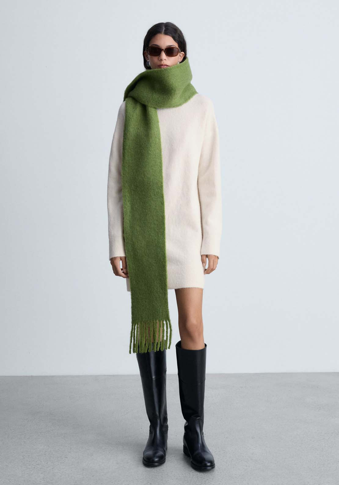 Mango Short turtleneck knitted dress - Light Beige 5 Shaws Department Stores