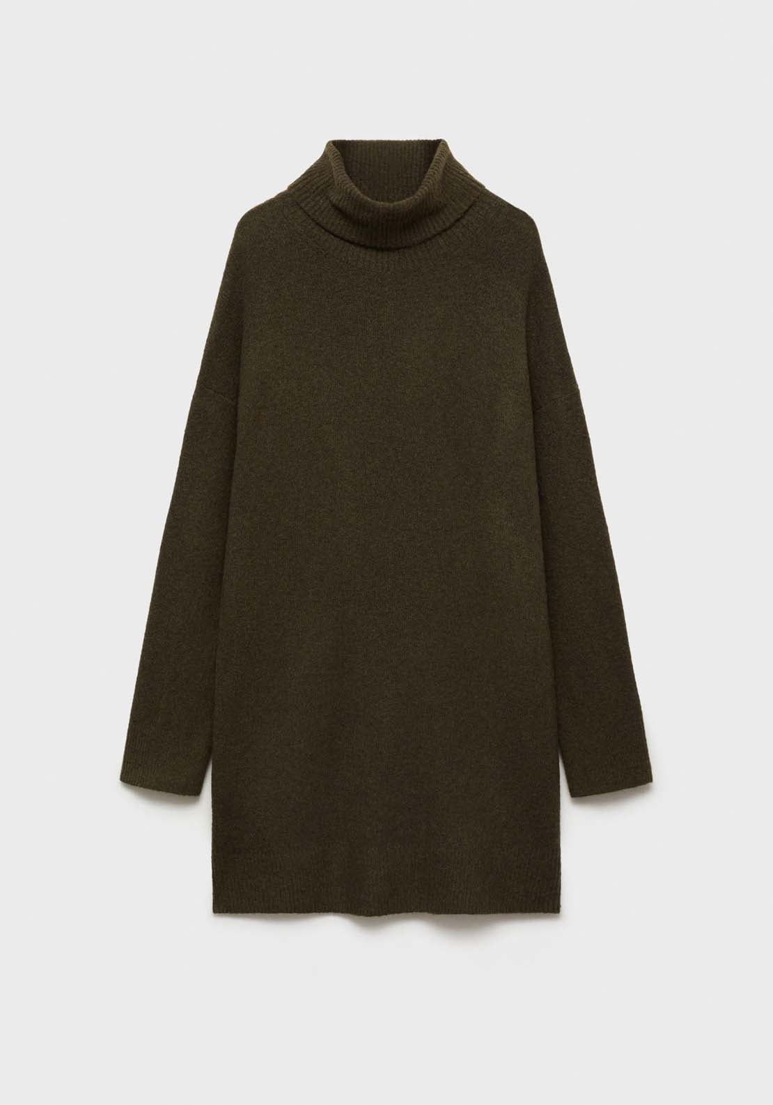 Mango Short turtleneck knitted dress - Beige/khaki 10 Shaws Department Stores