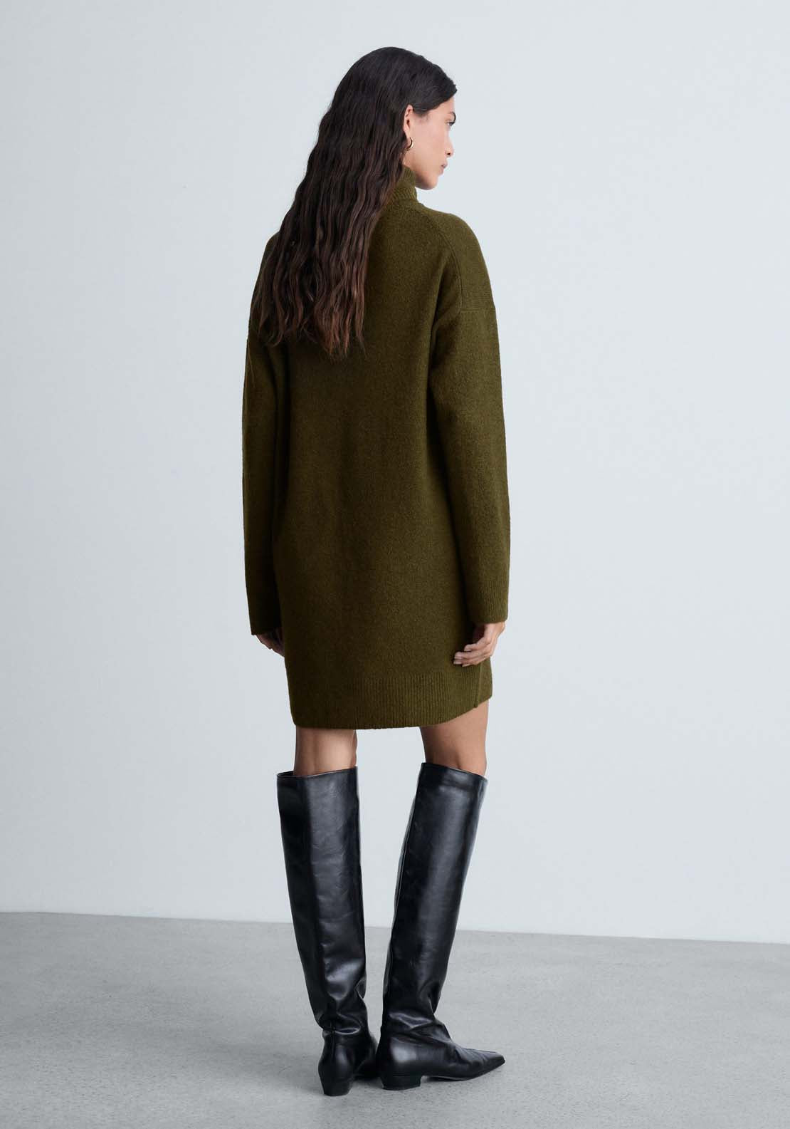 Mango Short turtleneck knitted dress - Beige/khaki 2 Shaws Department Stores