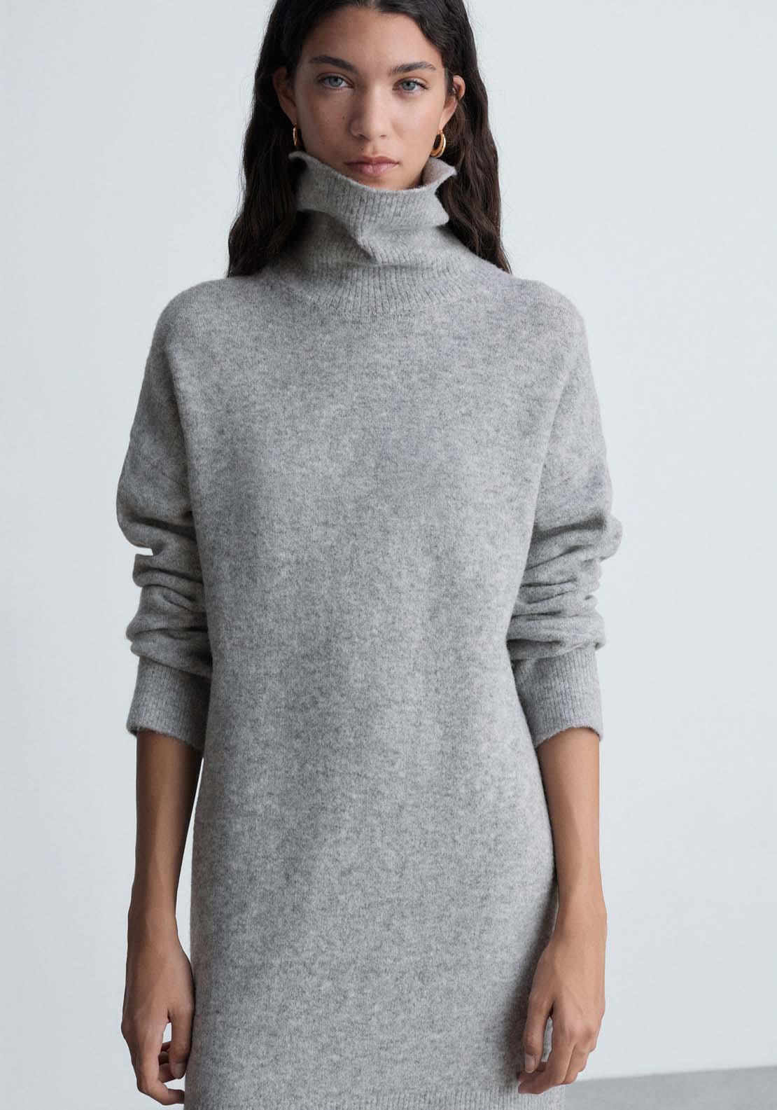 Mango Short turtleneck knitted dress - Medium Gray 6 Shaws Department Stores