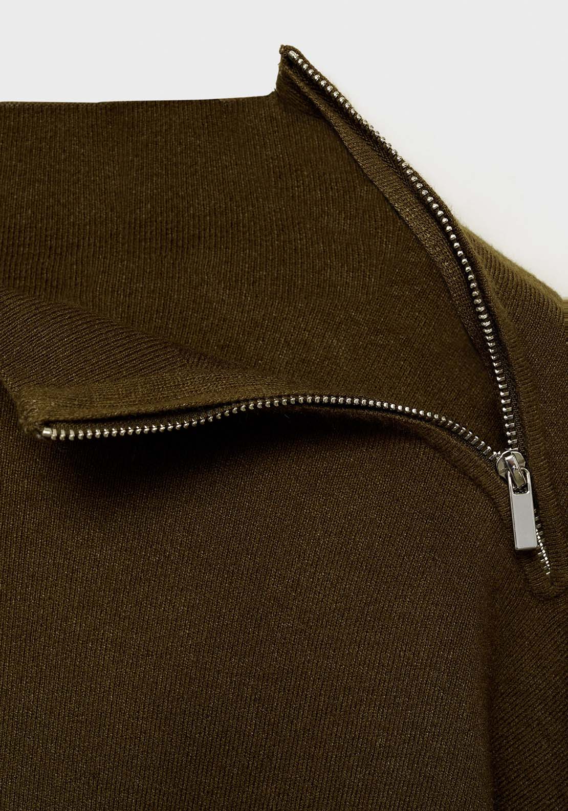 Mango Perkins-neck sweater with zip - Beige/khaki 5 Shaws Department Stores