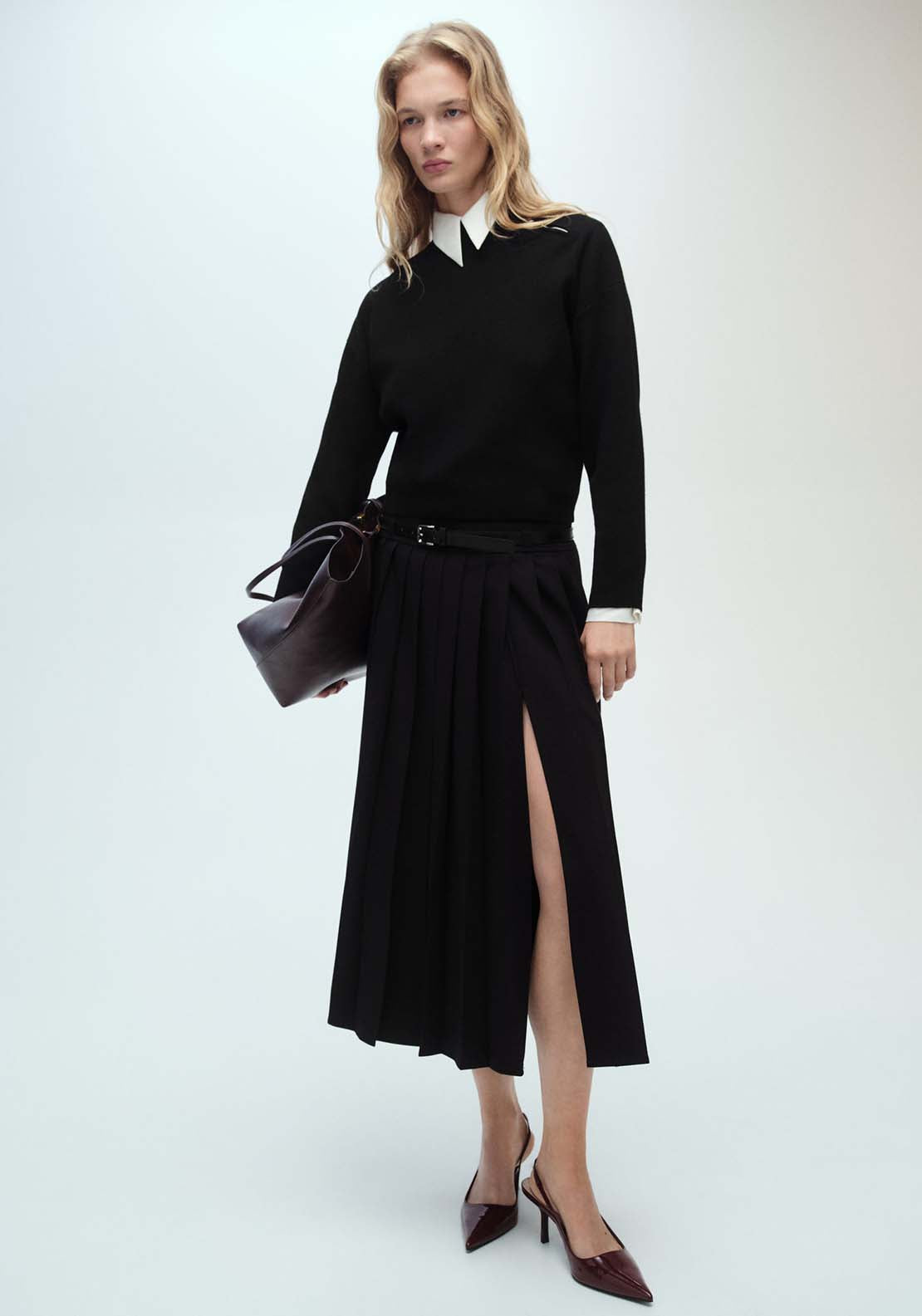 Mango Perkins-neck sweater with zip - Black 2 Shaws Department Stores