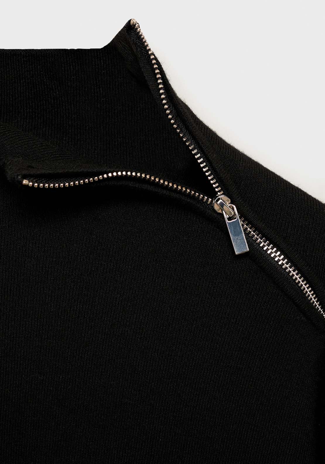 Mango Perkins-neck sweater with zip - Black 5 Shaws Department Stores