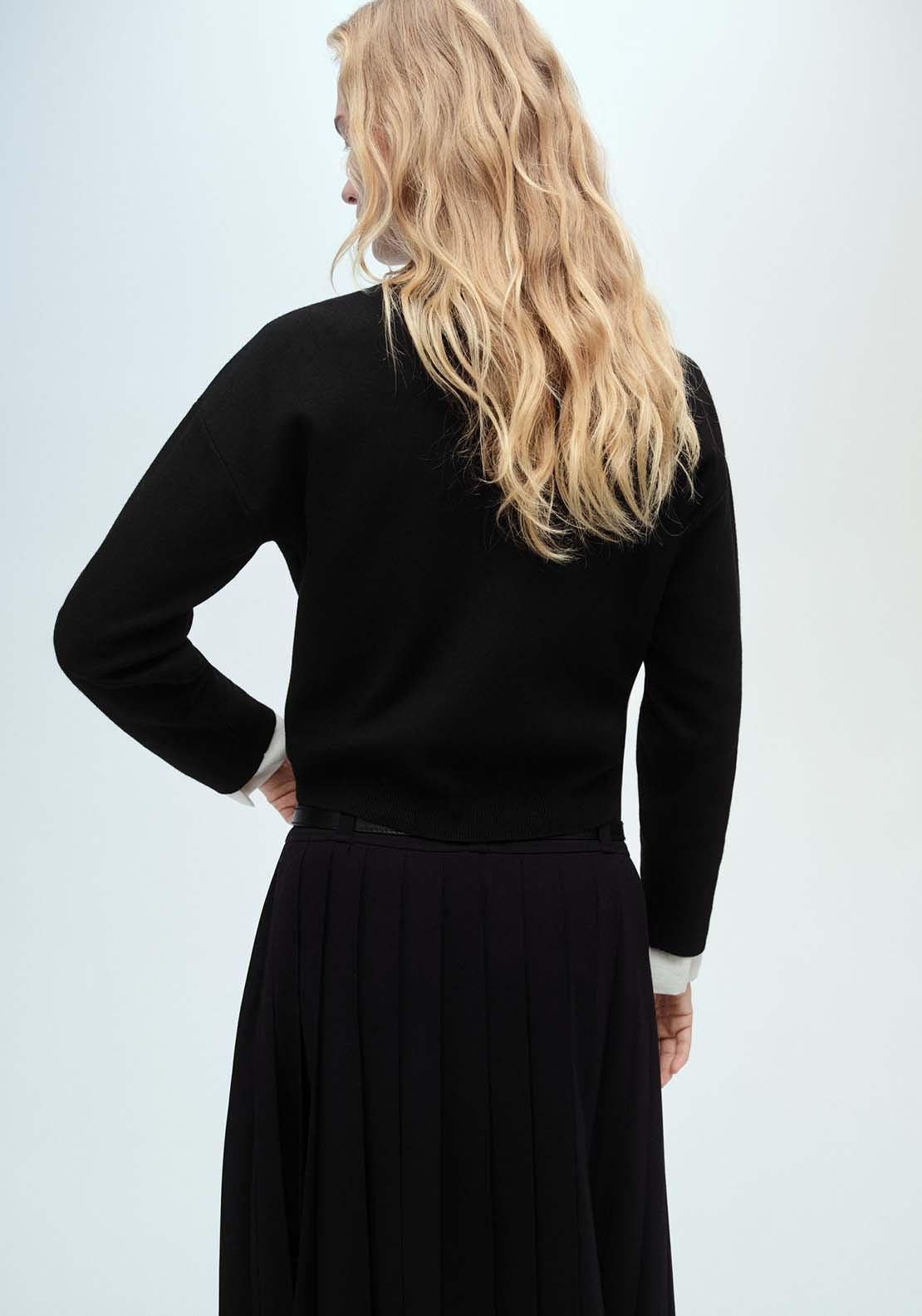 Mango Perkins-neck sweater with zip - Black 3 Shaws Department Stores