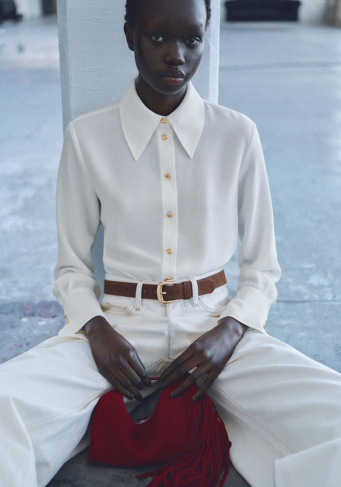 Mango Buttoned flowy shirt - Natural 1 Shaws Department Stores