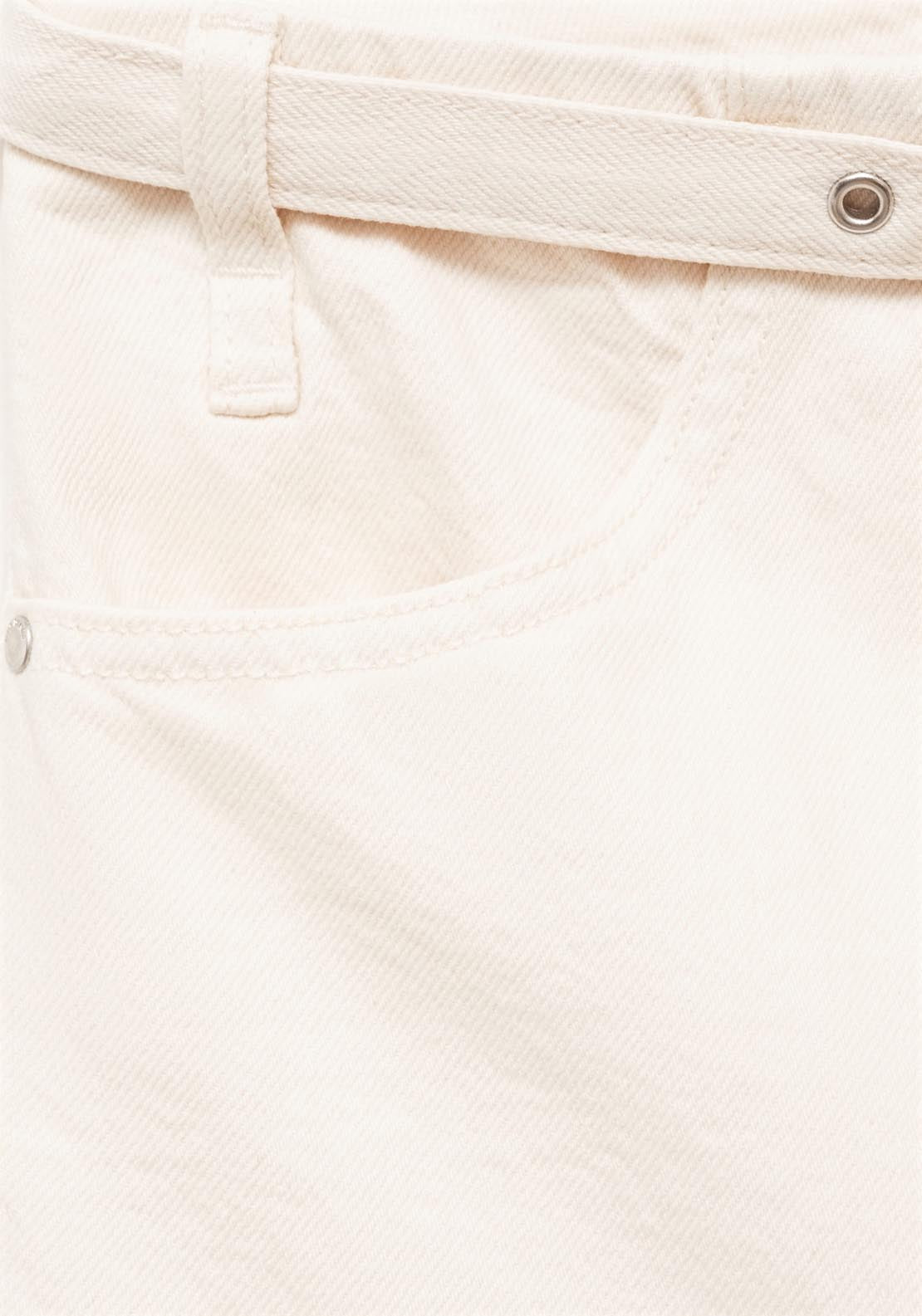 Mango Wide Leg Jeans With Belt - Beige 7 Shaws Department Stores