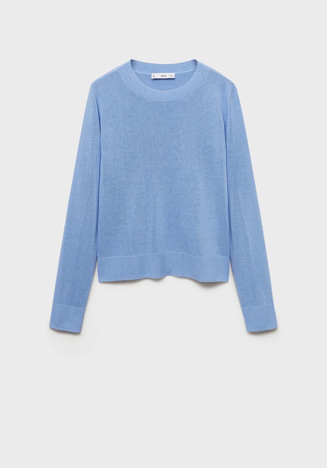 Mango Linen Blend Knitted Sweater - Light/pastel Blue 5 Shaws Department Stores