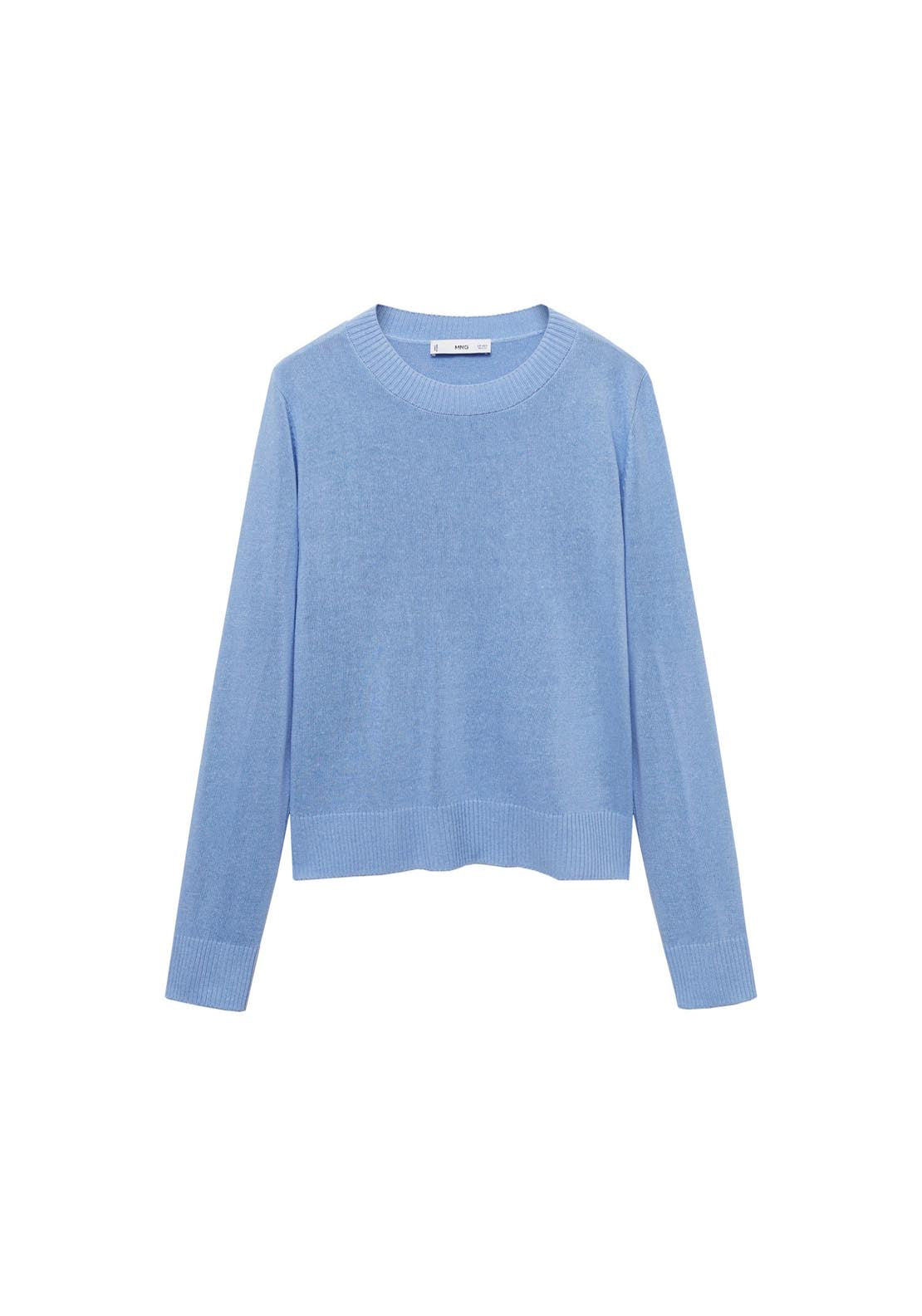 Mango Linen Blend Knitted Sweater - Light/pastel Blue 6 Shaws Department Stores
