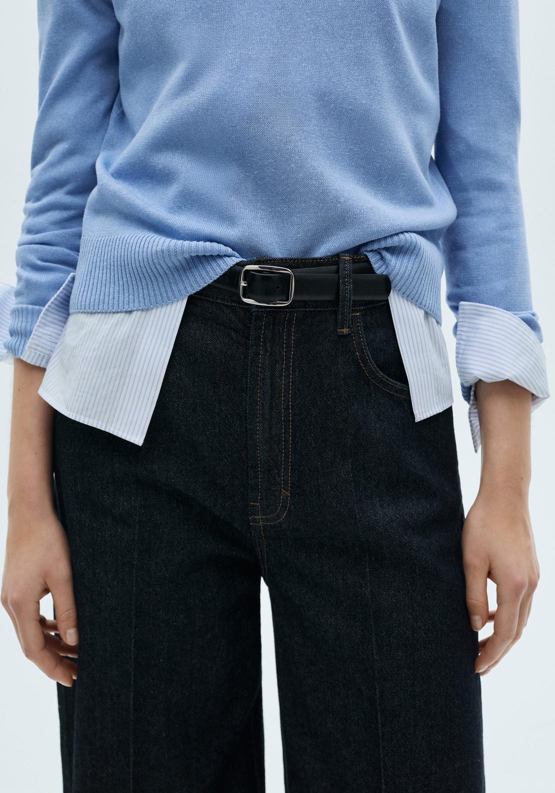 Mango Linen Blend Knitted Sweater - Light/pastel Blue 3 Shaws Department Stores