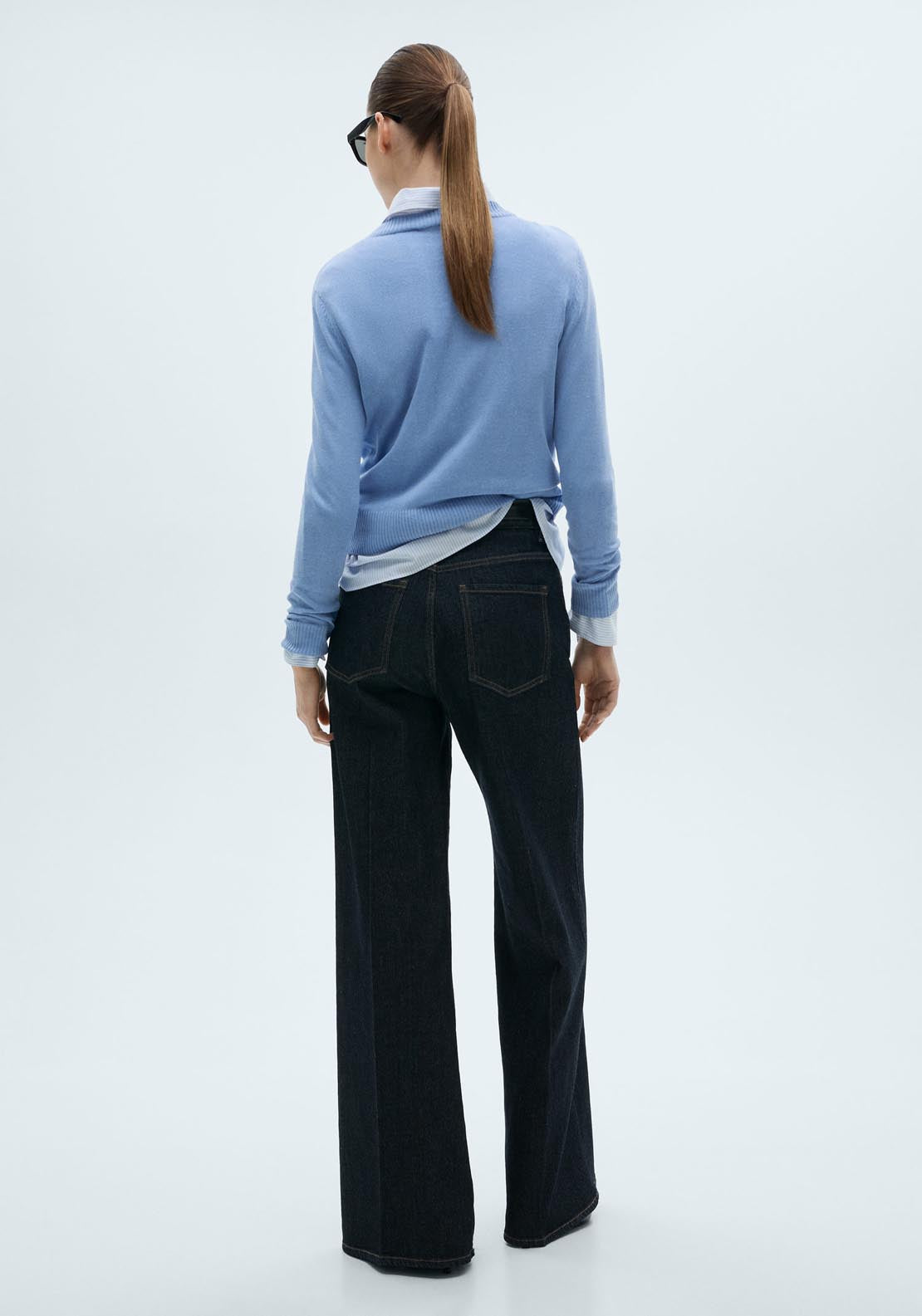 Mango Linen Blend Knitted Sweater - Light/pastel Blue 2 Shaws Department Stores