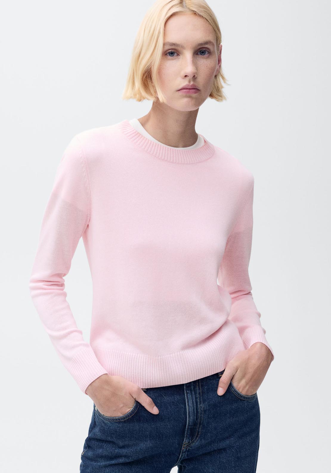 Mango Linen Blend Knitted Sweater - Pink 1 Shaws Department Stores