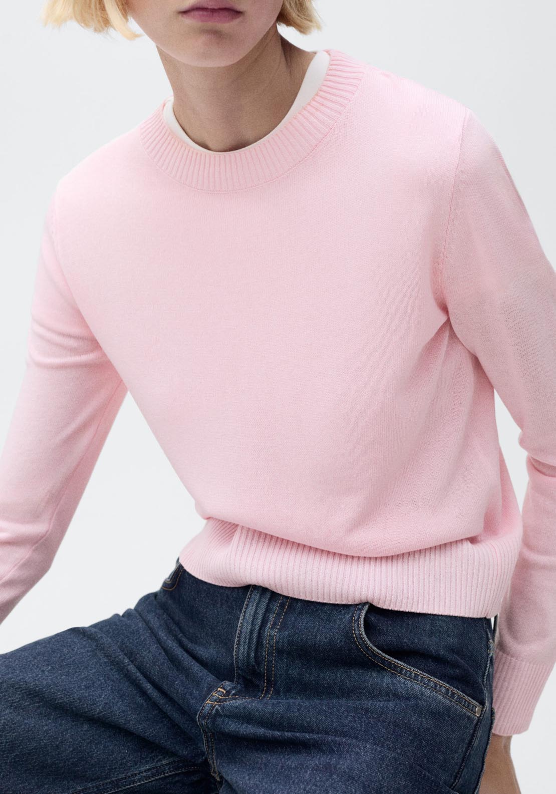 Mango Linen Blend Knitted Sweater - Pink 4 Shaws Department Stores