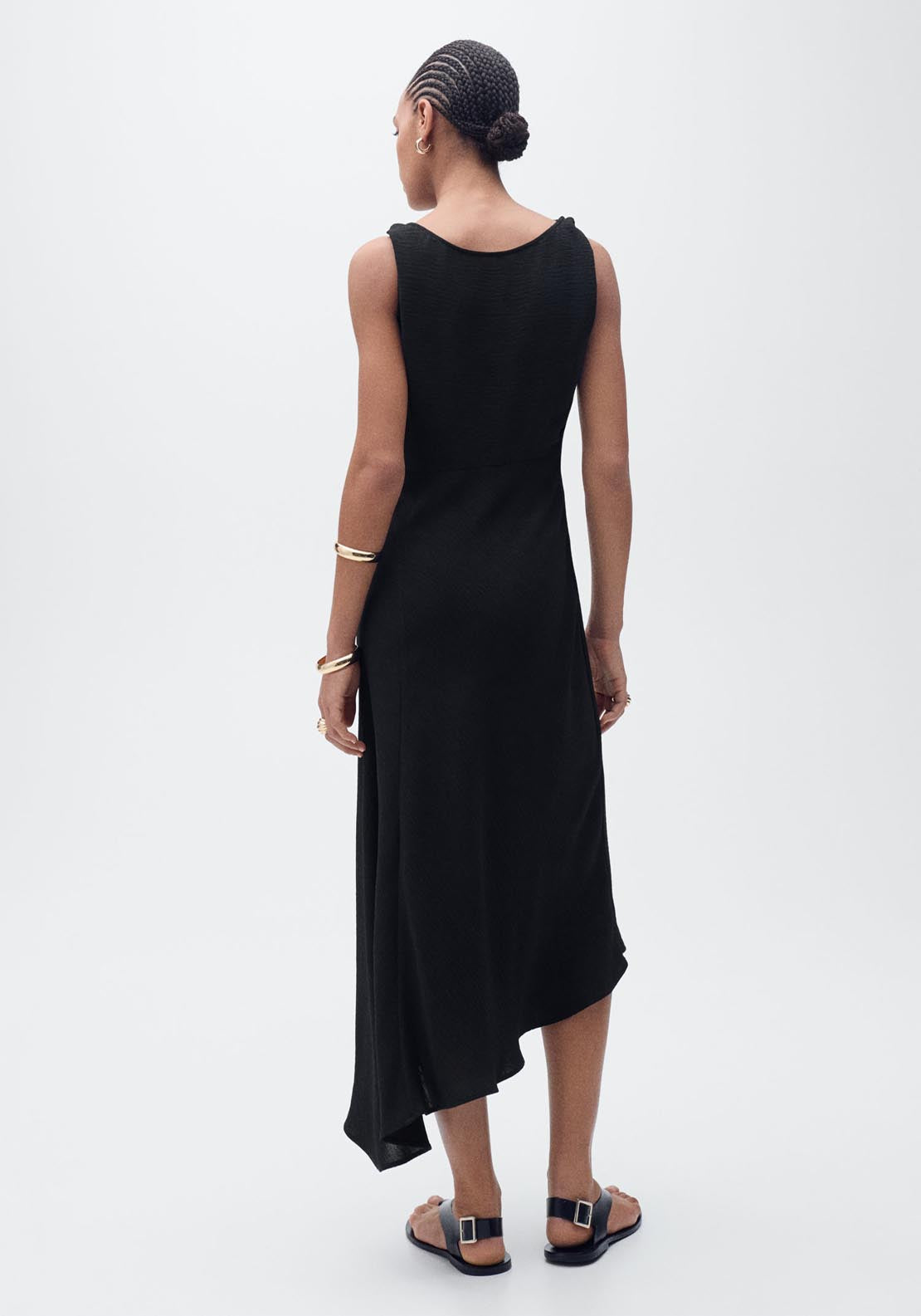 Mango Long Asymmetric Dress - Black 2 Shaws Department Stores