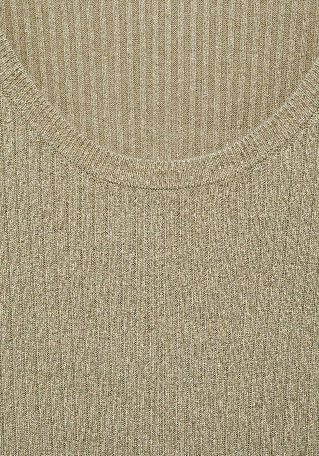 Mango Ribbed Knitted Midi Dress - Beige/khaki 5 Shaws Department Stores