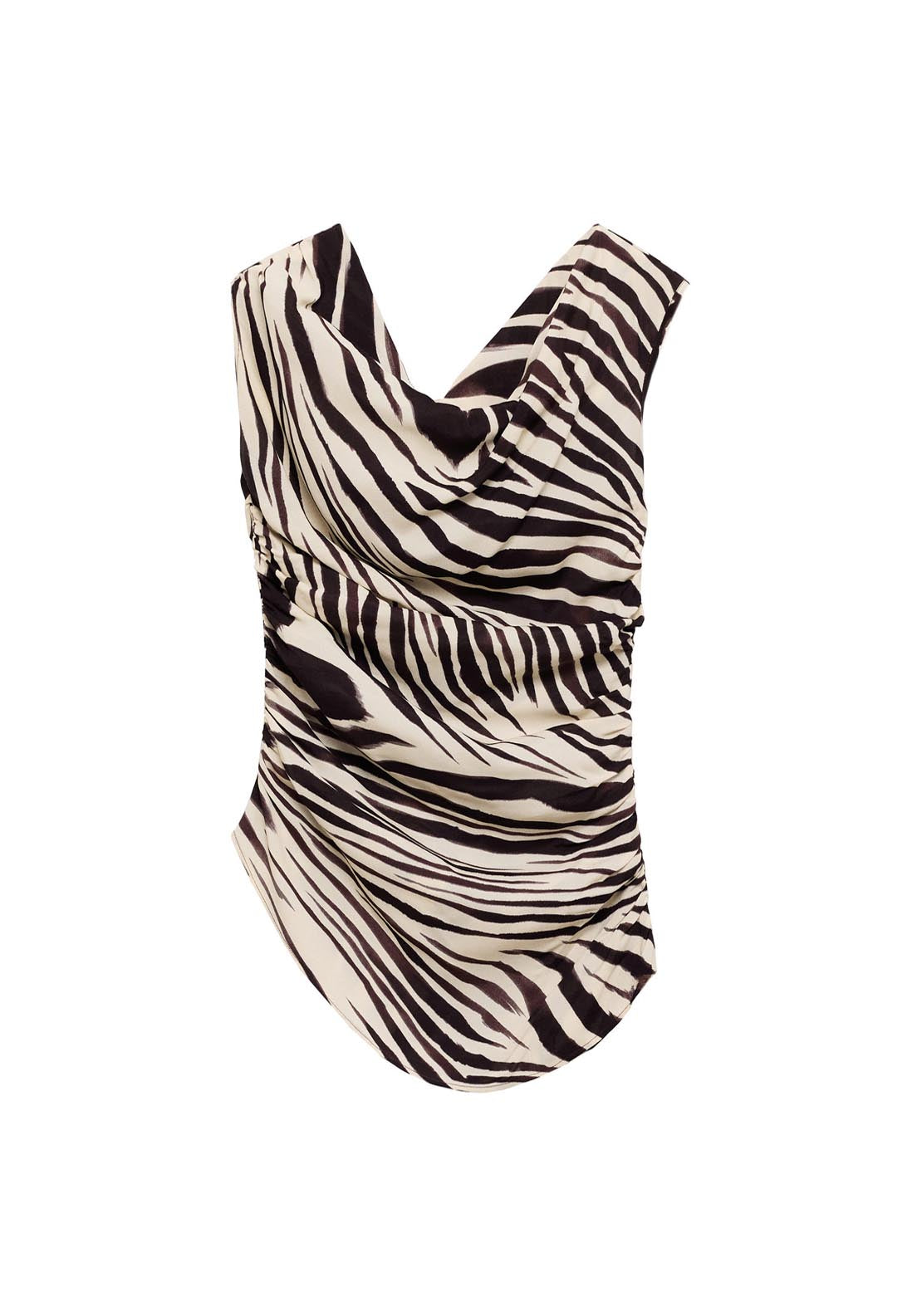 Mango Zebra Print Draped Blouse - Light Beige 8 Shaws Department Stores