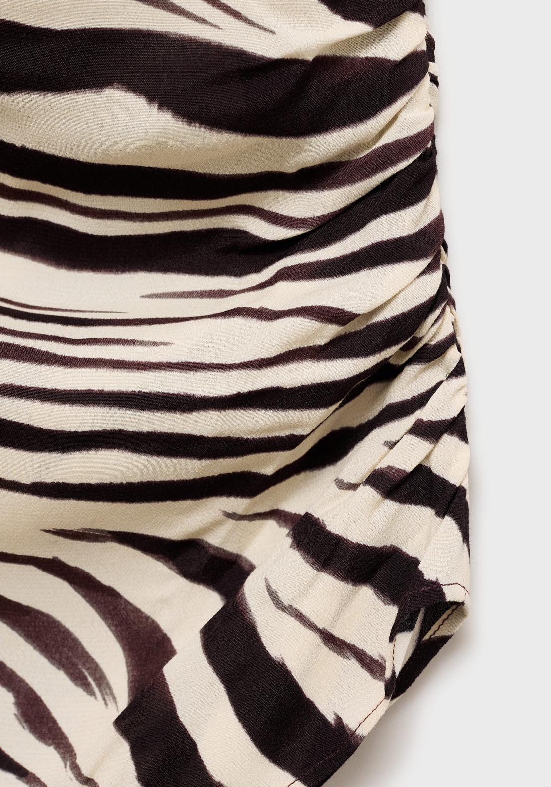 Mango Zebra Print Draped Blouse - Light Beige 9 Shaws Department Stores
