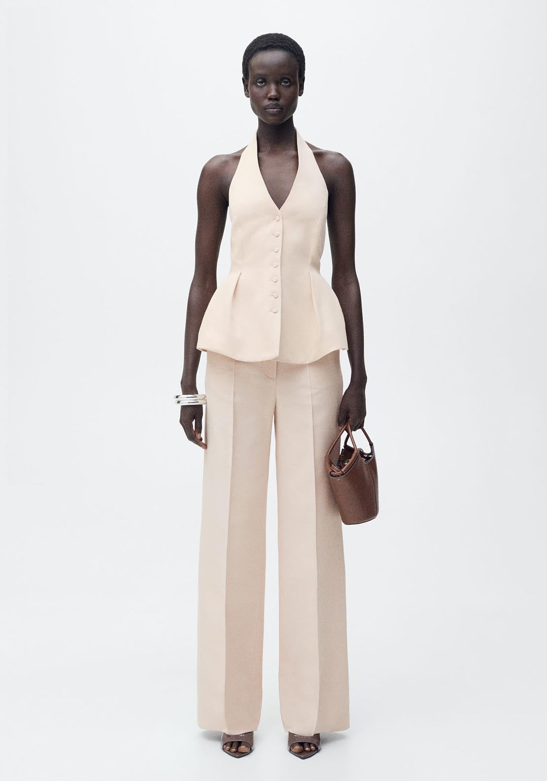 Mango Halter neck vest with darts - Light/pastel Pink 2 Shaws Department Stores