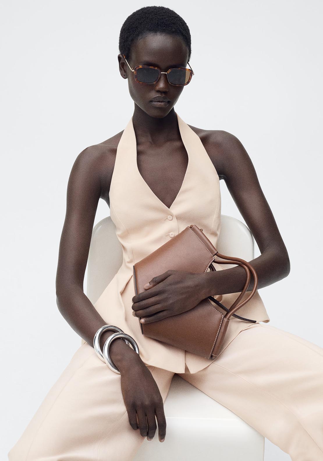 Mango Halter neck vest with darts - Light/pastel Pink 5 Shaws Department Stores