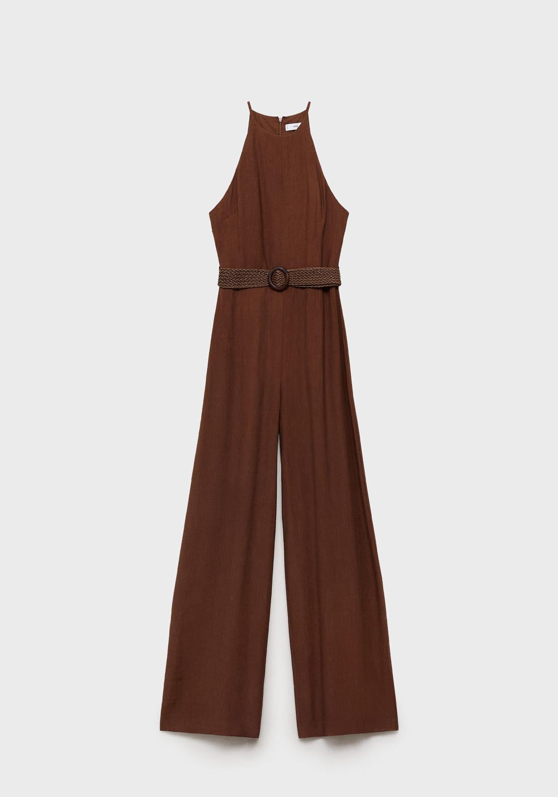 Mango Halter Neck Jumpsuit With Belt - Brown 6 Shaws Department Stores