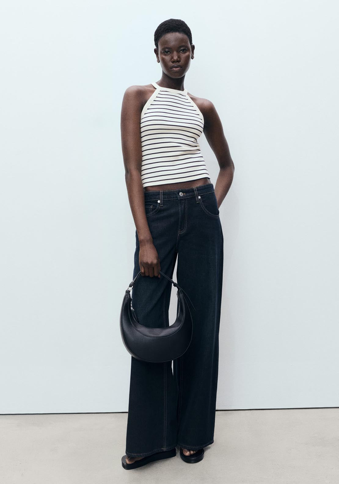 Mango Striped Halter Neck Top - Navy 5 Shaws Department Stores