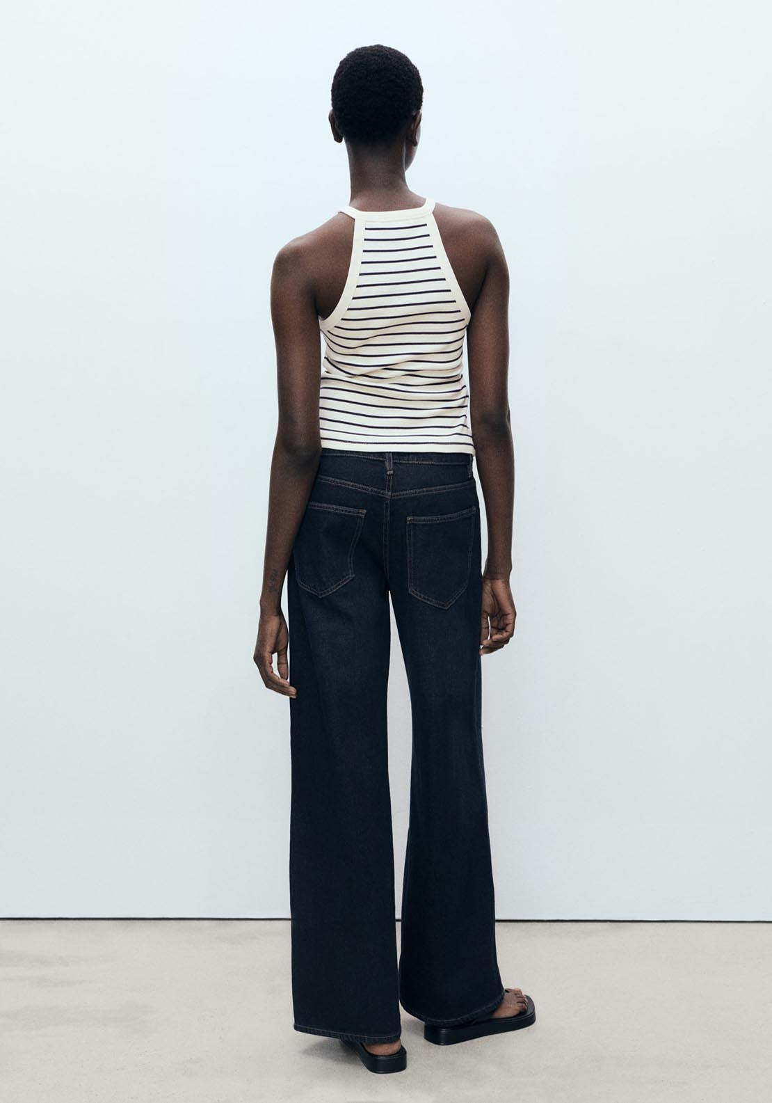 Mango Striped Halter Neck Top - Navy 2 Shaws Department Stores
