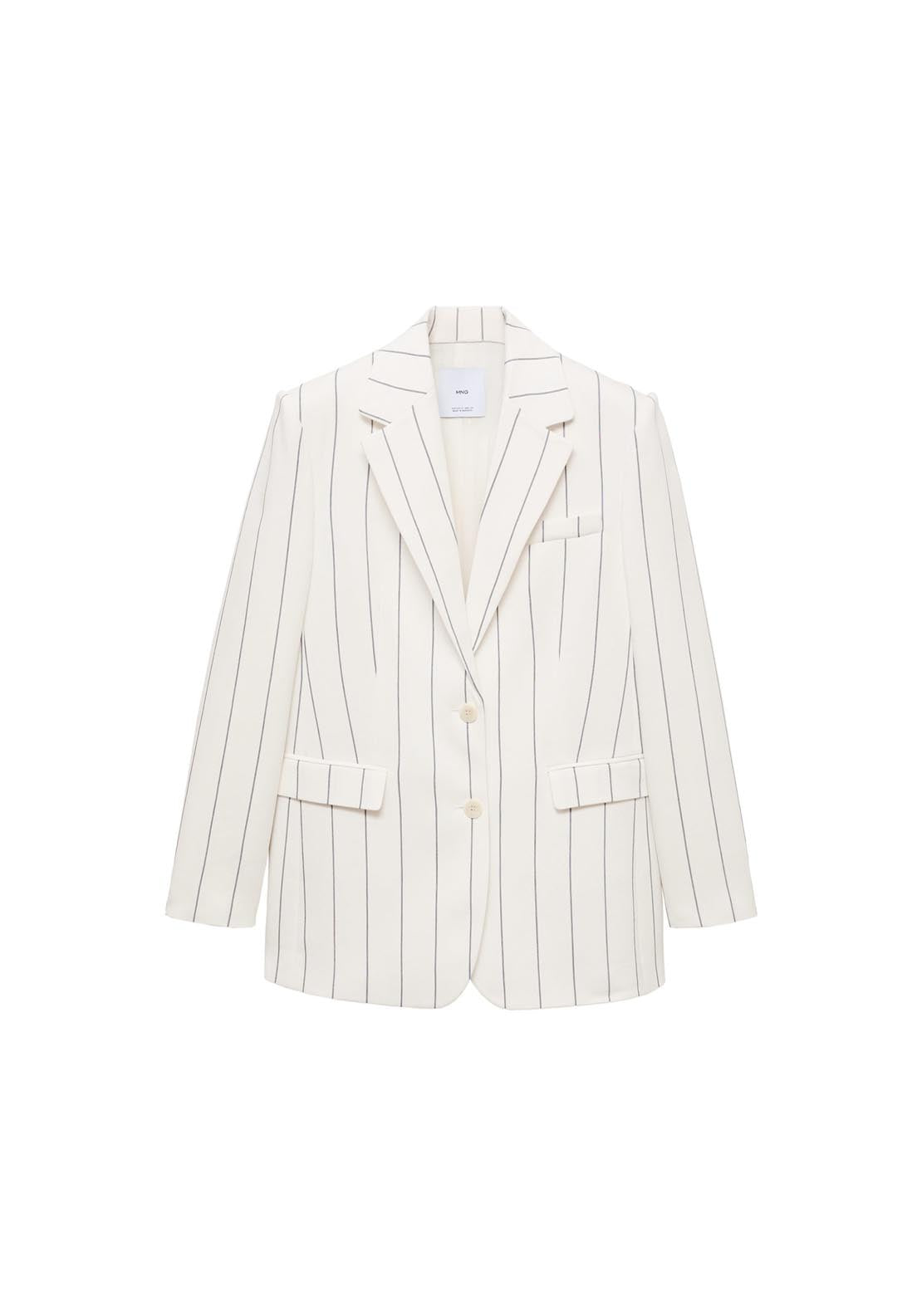 Mango Pinstripe Suit Jacket - White 8 Shaws Department Stores