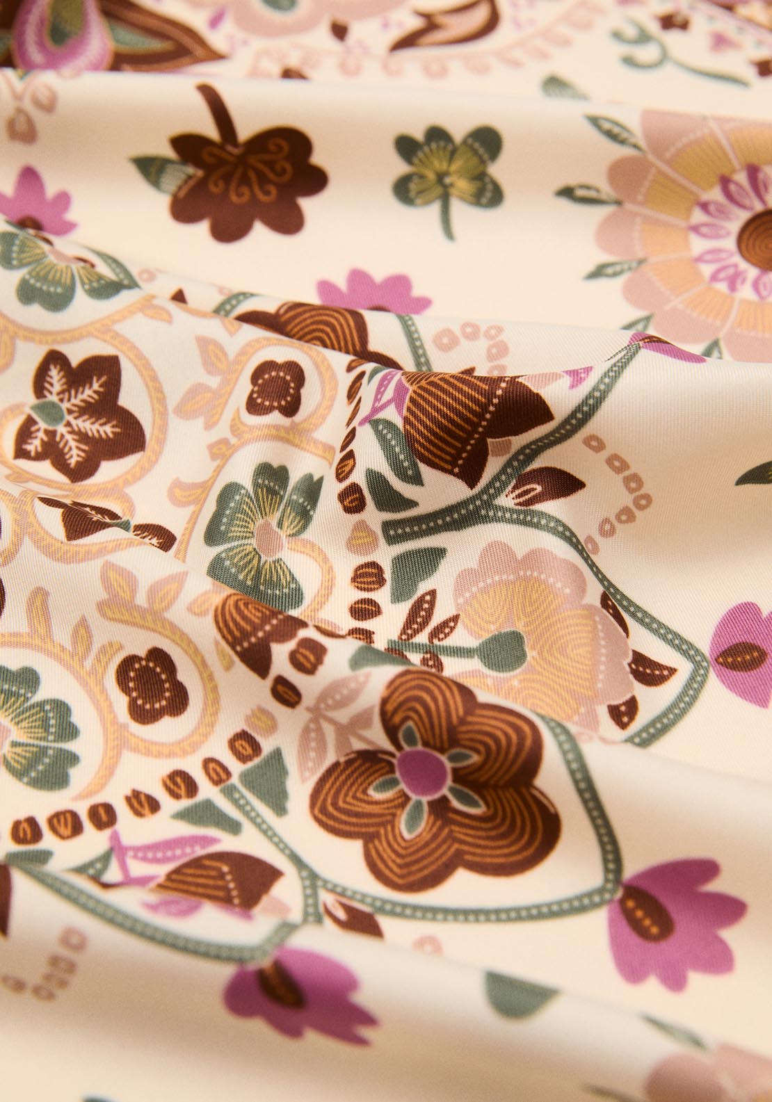 Mango Scarf With Abstract Floral Print - Light Beige 2 Shaws Department Stores