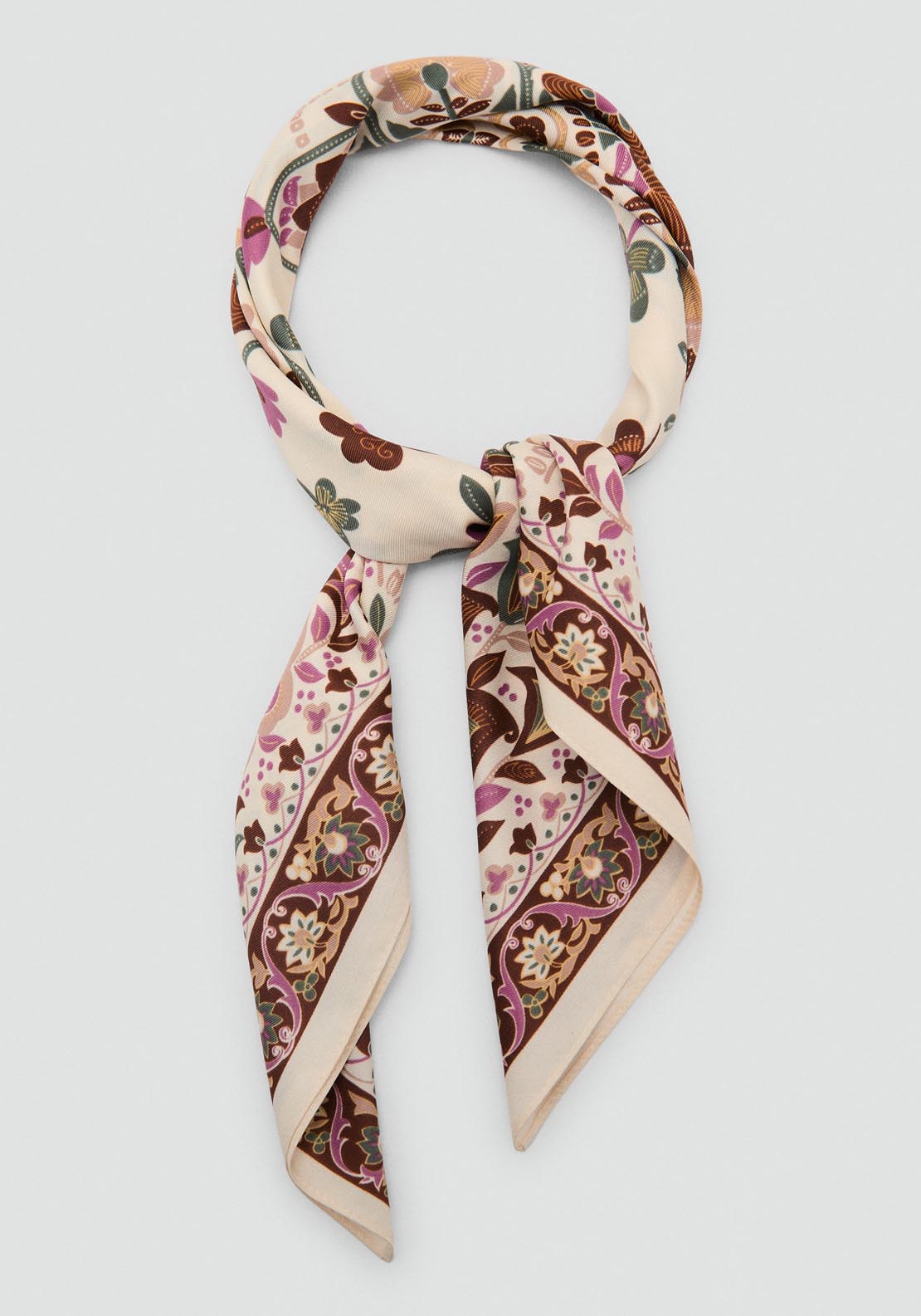 Mango Scarf With Abstract Floral Print - Light Beige 1 Shaws Department Stores