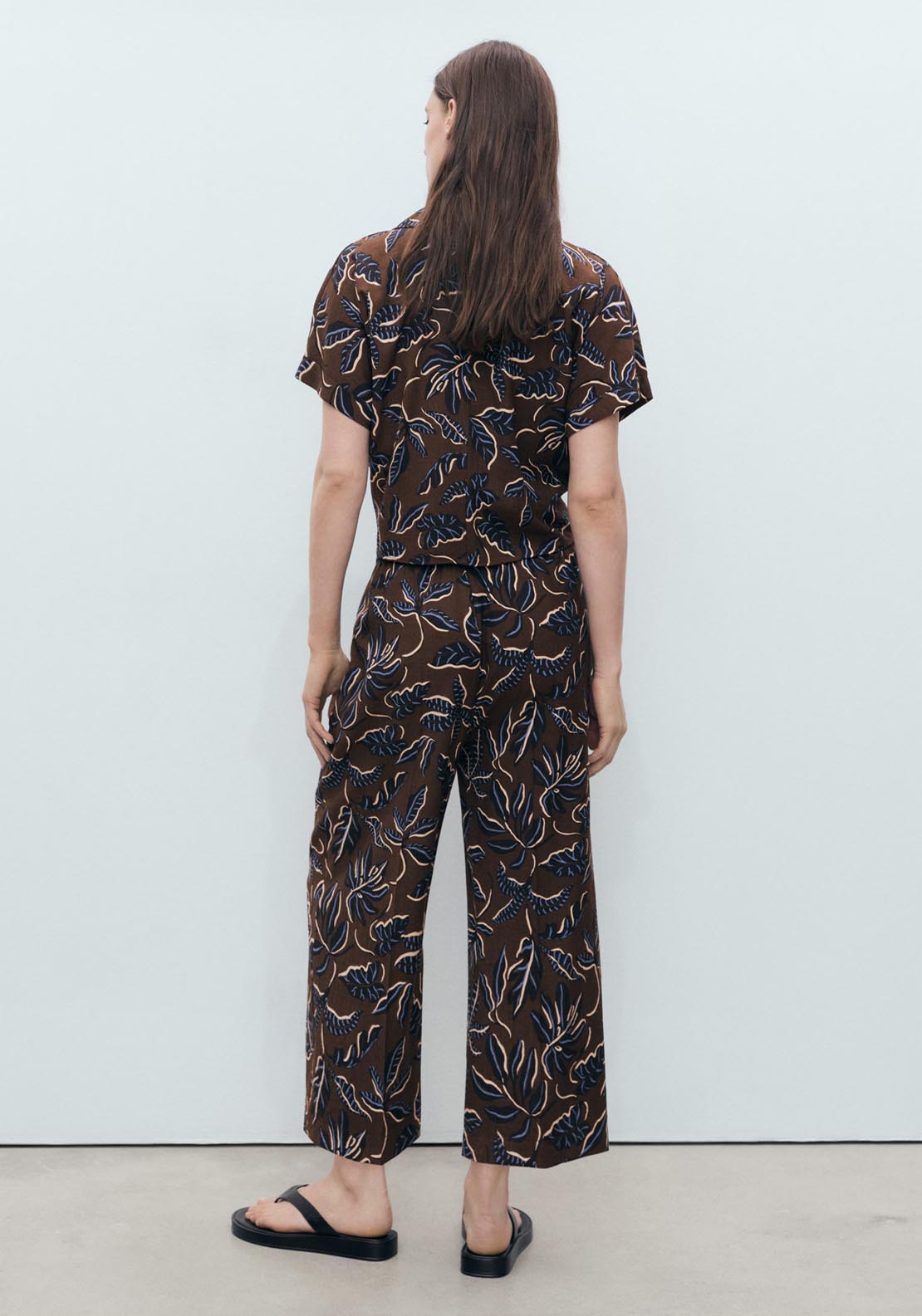 Mango Printed Culotte Trousers - Brown 2 Shaws Department Stores