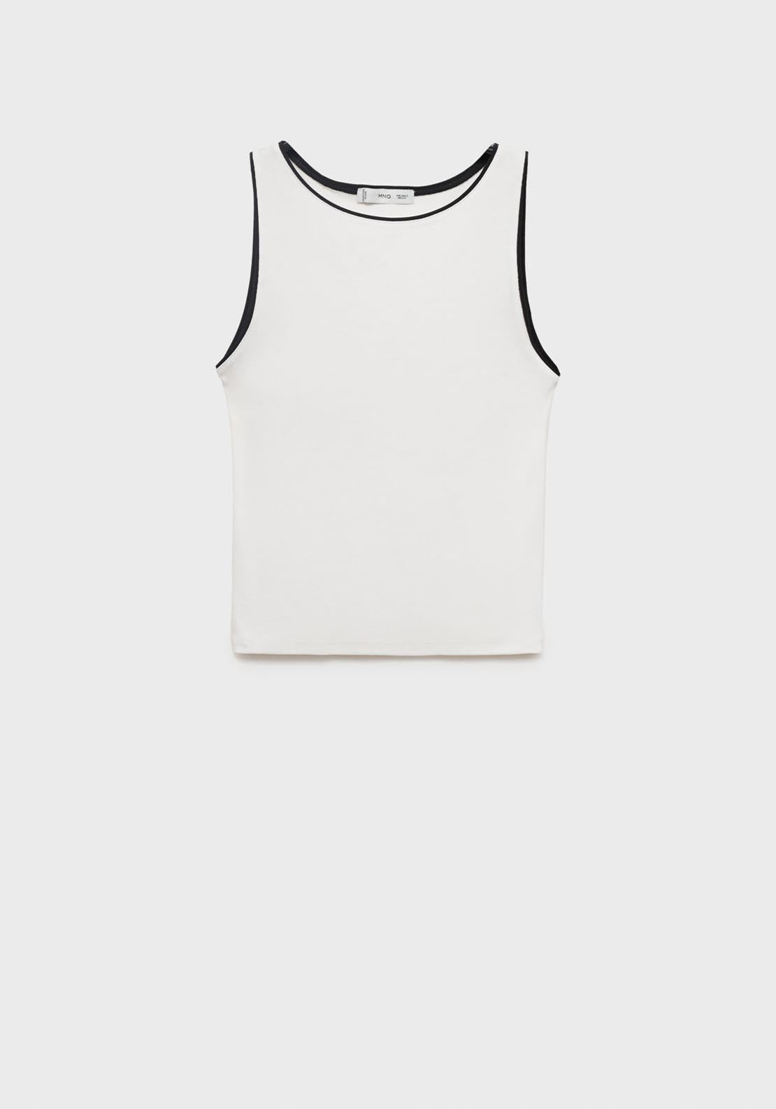 Mango Sleeveles Top With Contrasting Trim - White 7 Shaws Department Stores