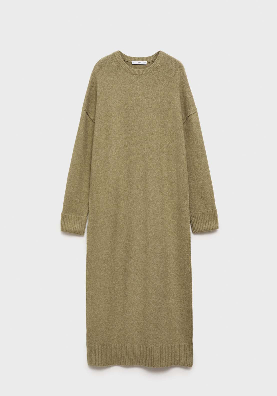 Mango Knitted dress with ribbed finishes - Medium Green 5 Shaws Department Stores