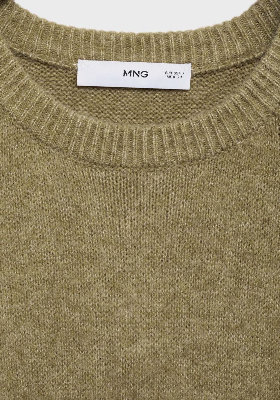 Mango Knitted dress with ribbed finishes - Medium Green 7 Shaws Department Stores