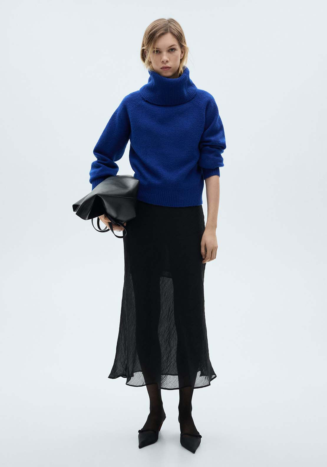 Mango Turtleneck knitted sweater - Bright Blue 2 Shaws Department Stores