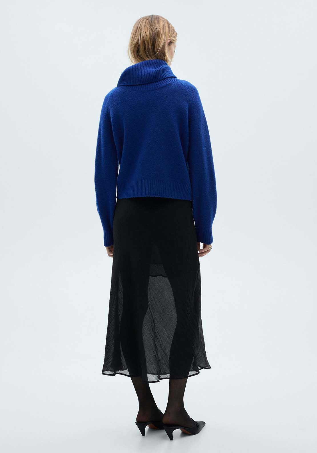 Mango Turtleneck knitted sweater - Bright Blue 3 Shaws Department Stores
