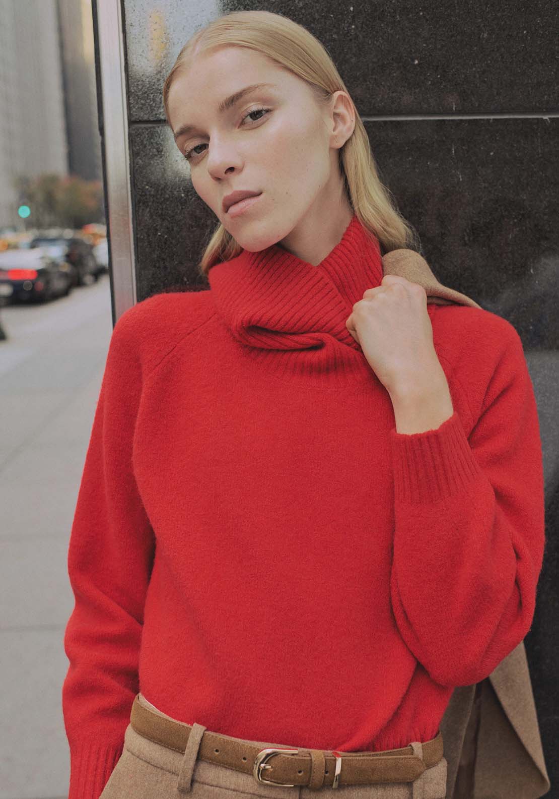 Mango Turtleneck knitted sweater - Red 2 Shaws Department Stores