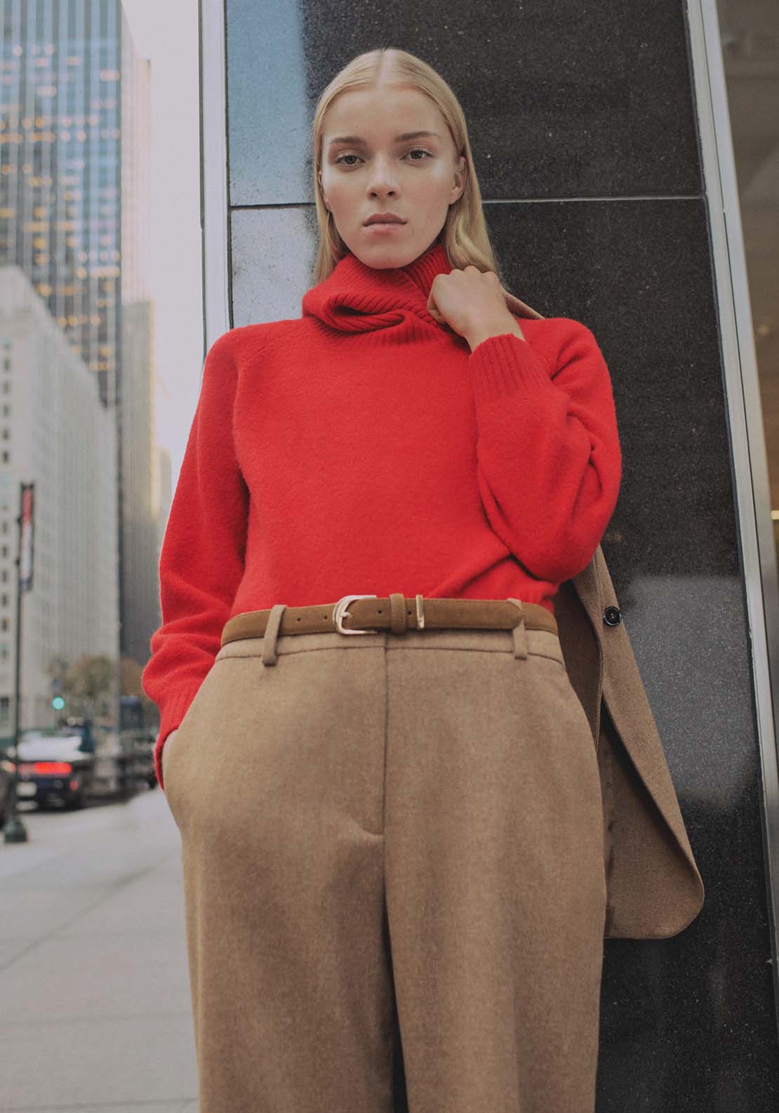 Mango Turtleneck knitted sweater - Red 1 Shaws Department Stores