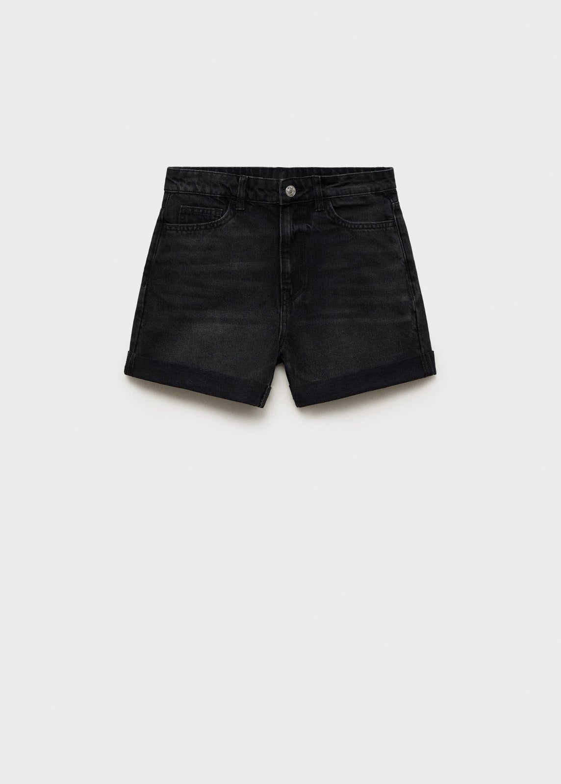 Mango High-rise shorts with turn-down hem - Open Gray 9 Shaws Department Stores