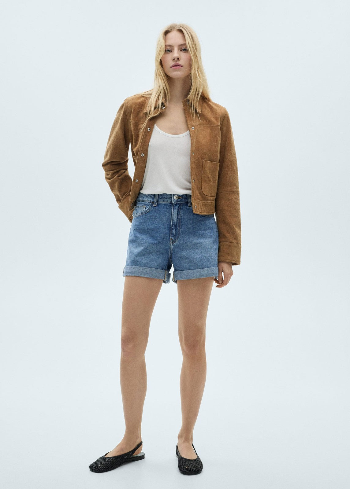 Mango Mom-fit denim shorts - Open Blue 1 Shaws Department Stores