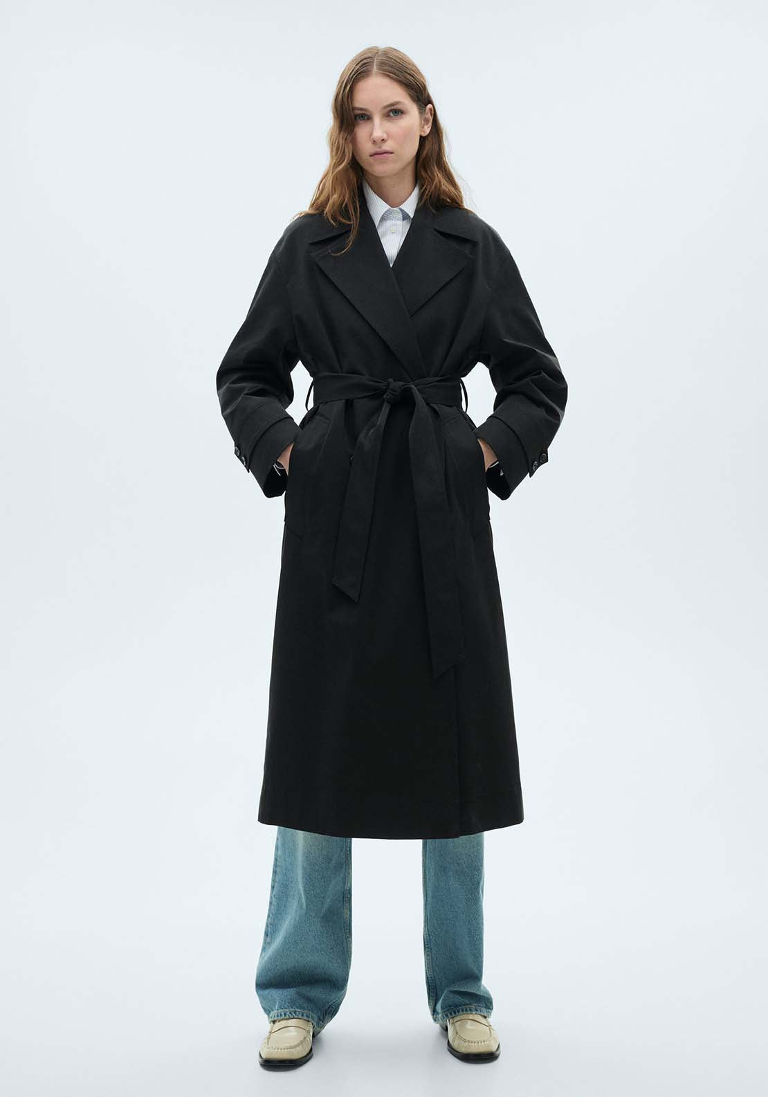 Mango Trenchcoat Angela - Black 1 Shaws Department Stores