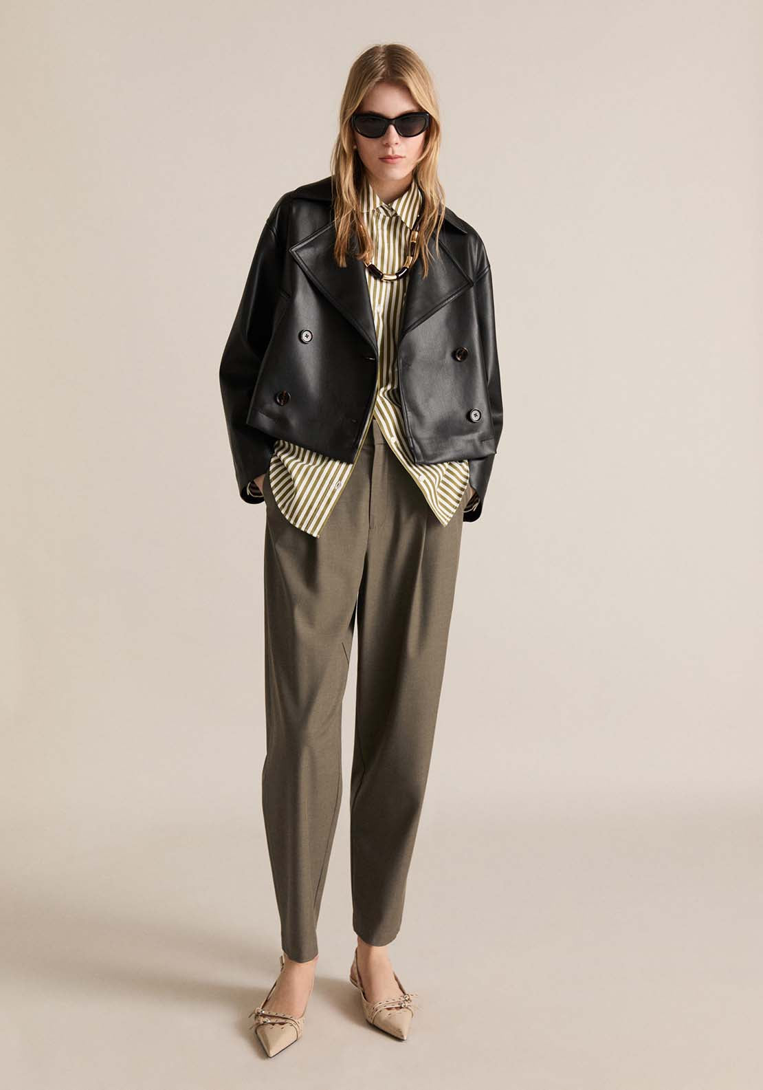 Mango Trousers Palermo - Green 2 Shaws Department Stores