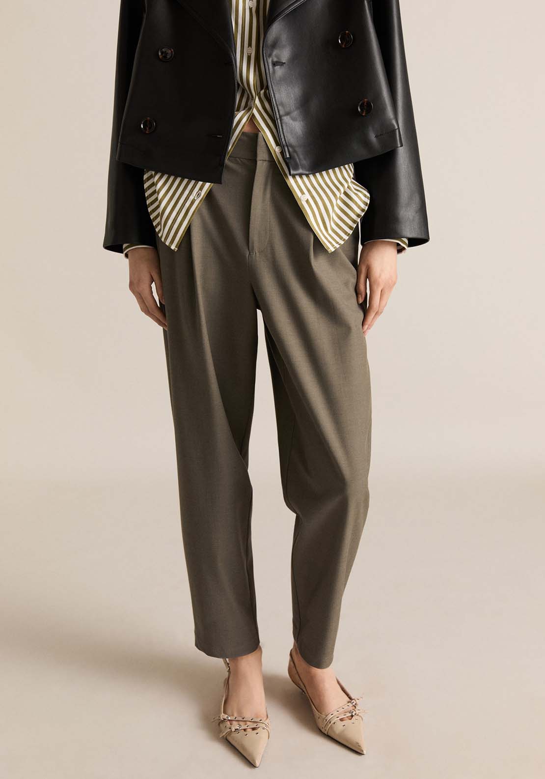 Mango Trousers Palermo - Green 1 Shaws Department Stores